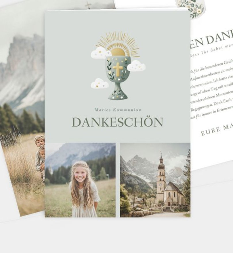 Dankeskarte Kommunion Kelch des Lebens
