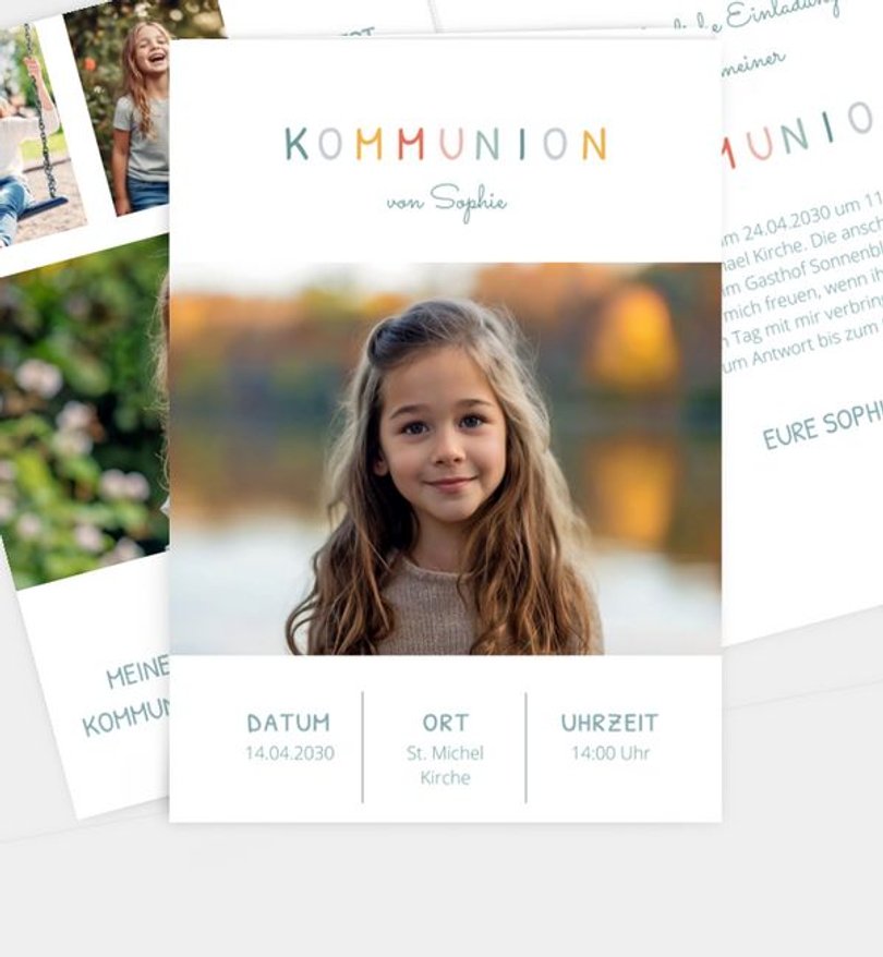 Einladungskarte Kommunion Cool Grid