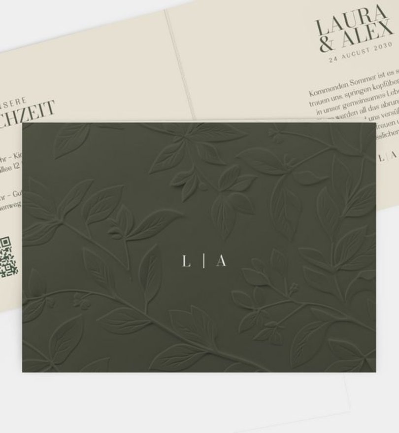 Einladungskarte Hochzeit Botanical Garden · Prägeoptik