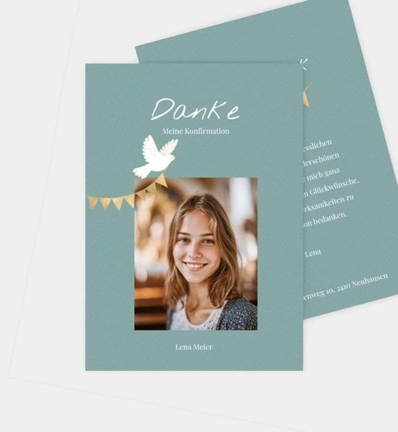 Dankeskarte Konfirmation Goldene Wimpel