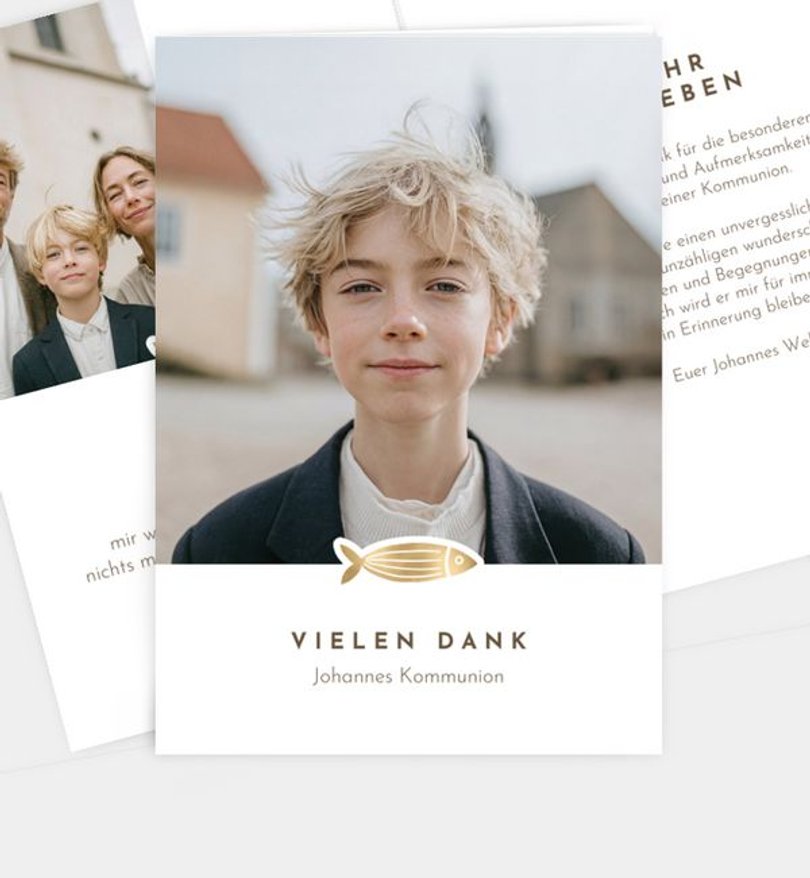 Dankeskarte Kommunion Golden Faith