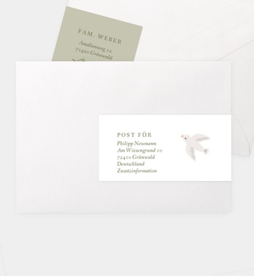 Adressaufkleber Konfirmation Olive & Bird