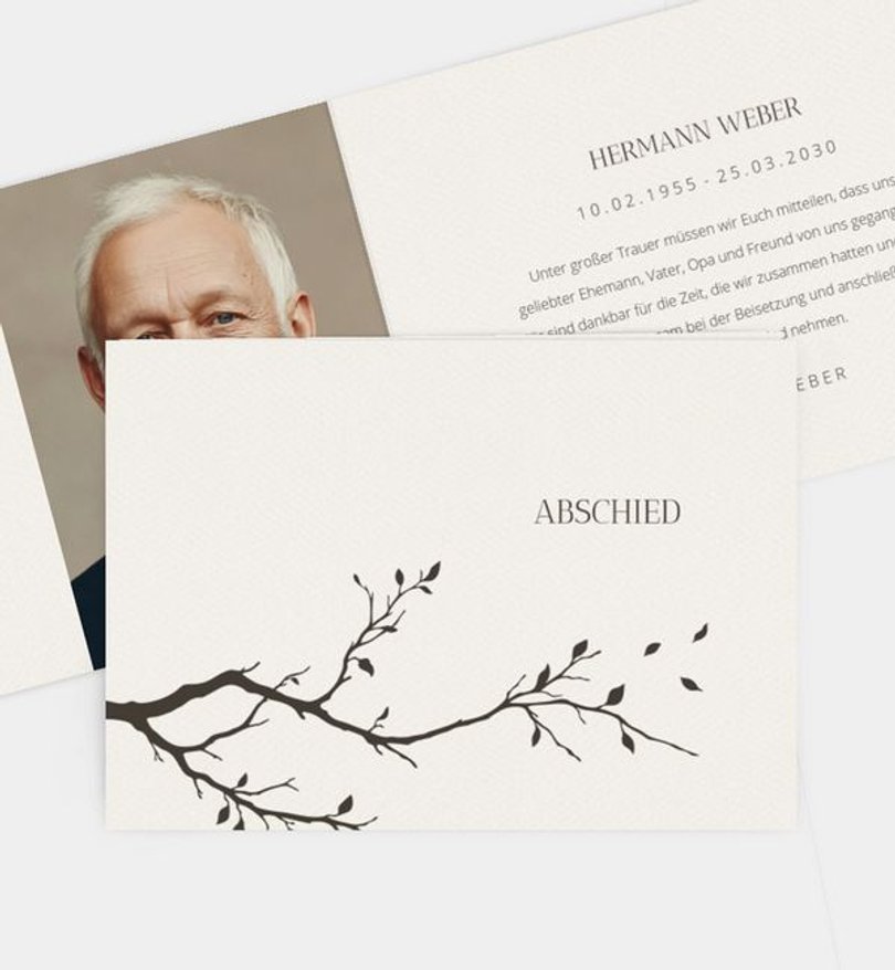 Trauerkarte Trauer Baum Silhouette