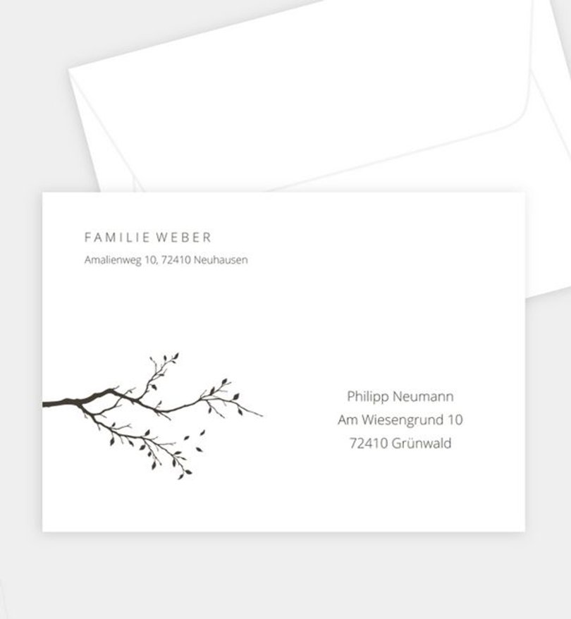 Briefumschlag Trauer Baum Silhouette
