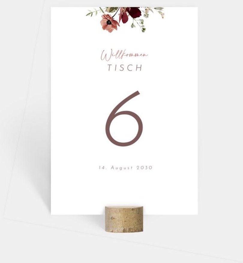 Tischnummer Hochzeit Blumenstrauß