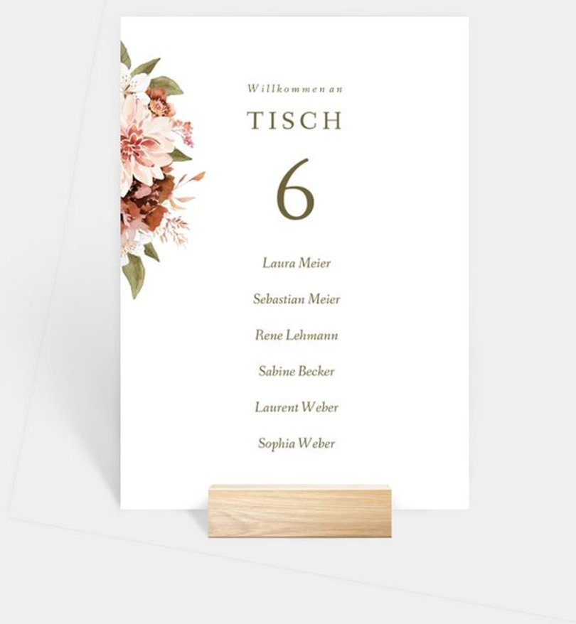Gruppentischkarte Hochzeit Opulent Floral