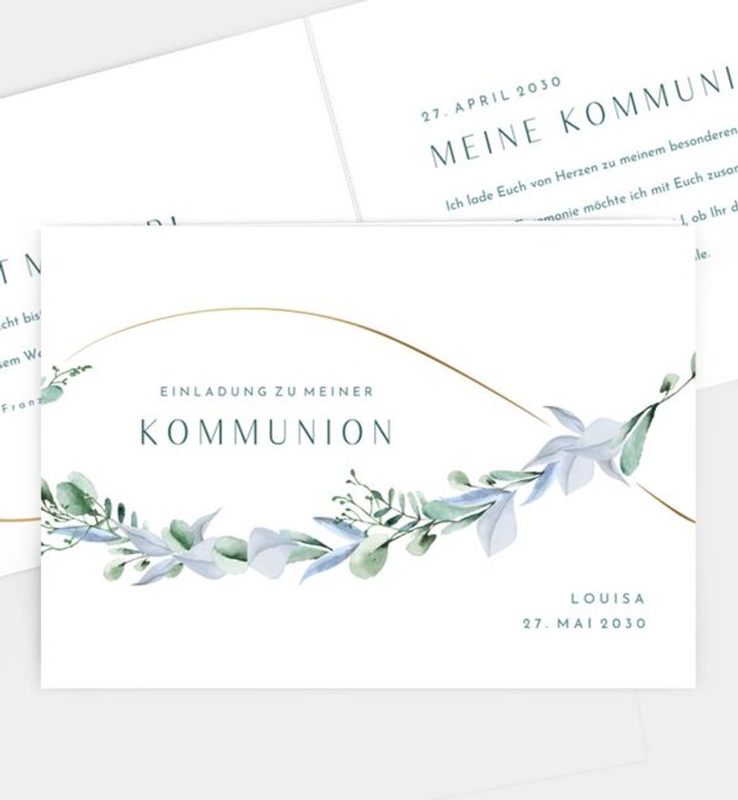Einladungskarte Kommunion Blätterzeichen · UNICEF