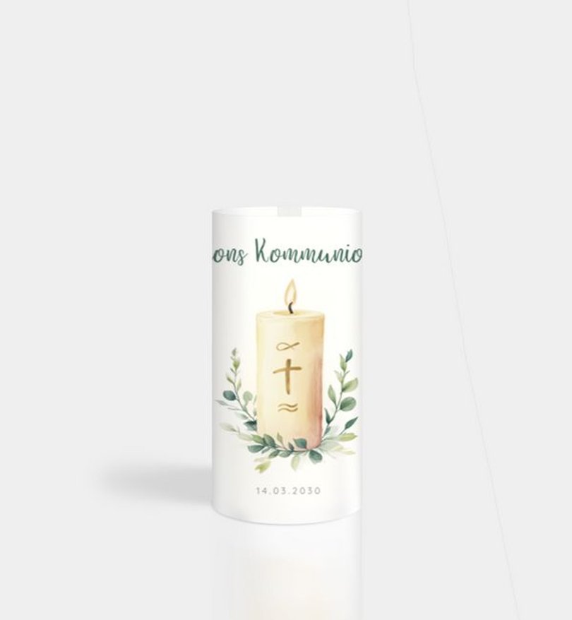 Windlichtkarte Kommunion Meine Kerze