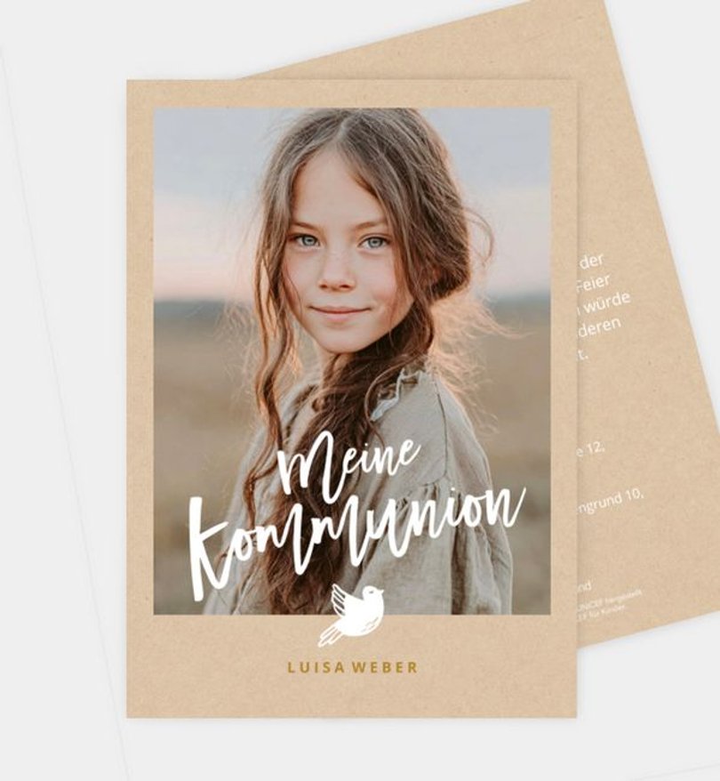 Einladungskarte Kommunion Kleine Taube · Vintage · UNICEF