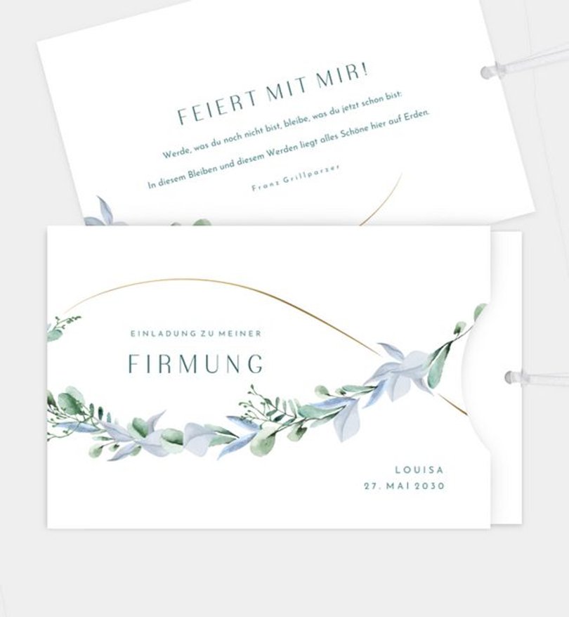 Einladungskarte Firmung Blätterzeichen · UNICEF