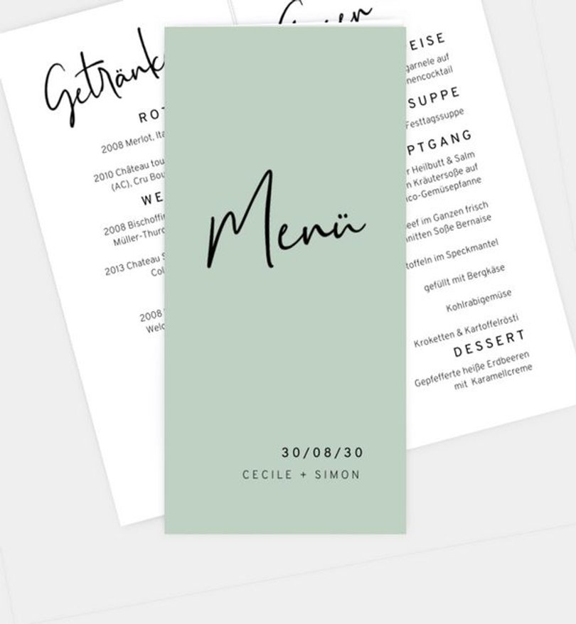 Menükarte Hochzeit Only Us
