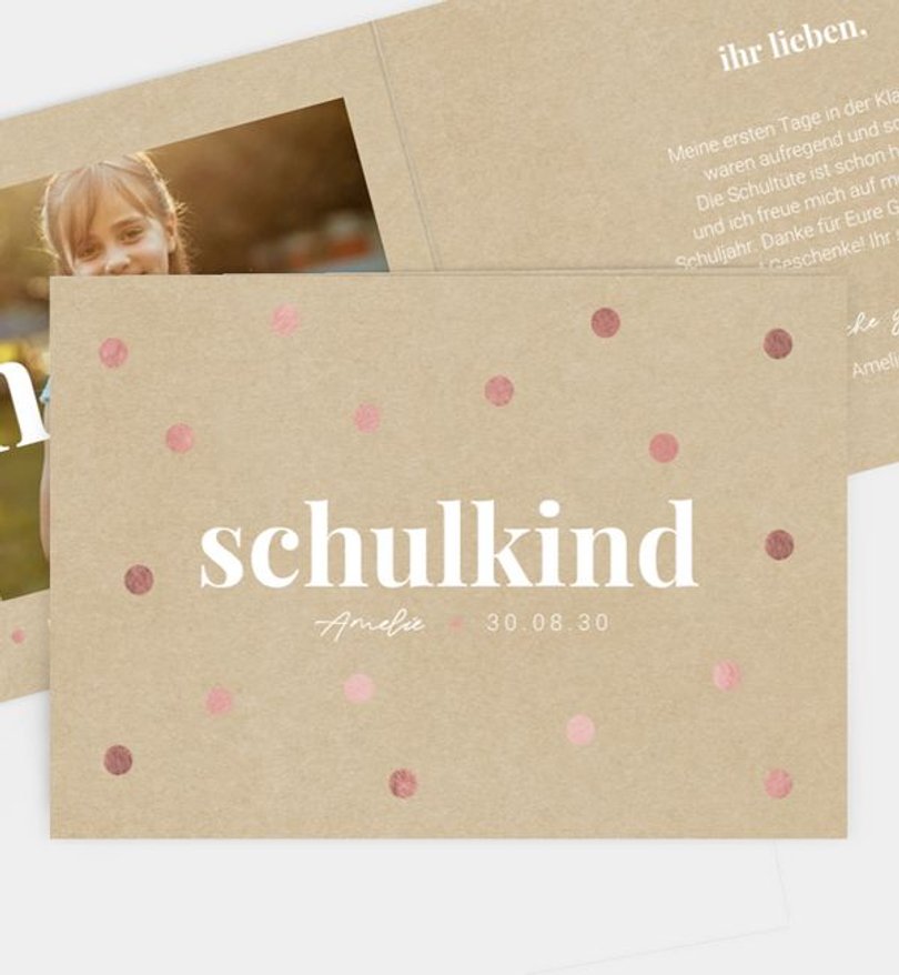Dankeskarte Einschulung Color Spots