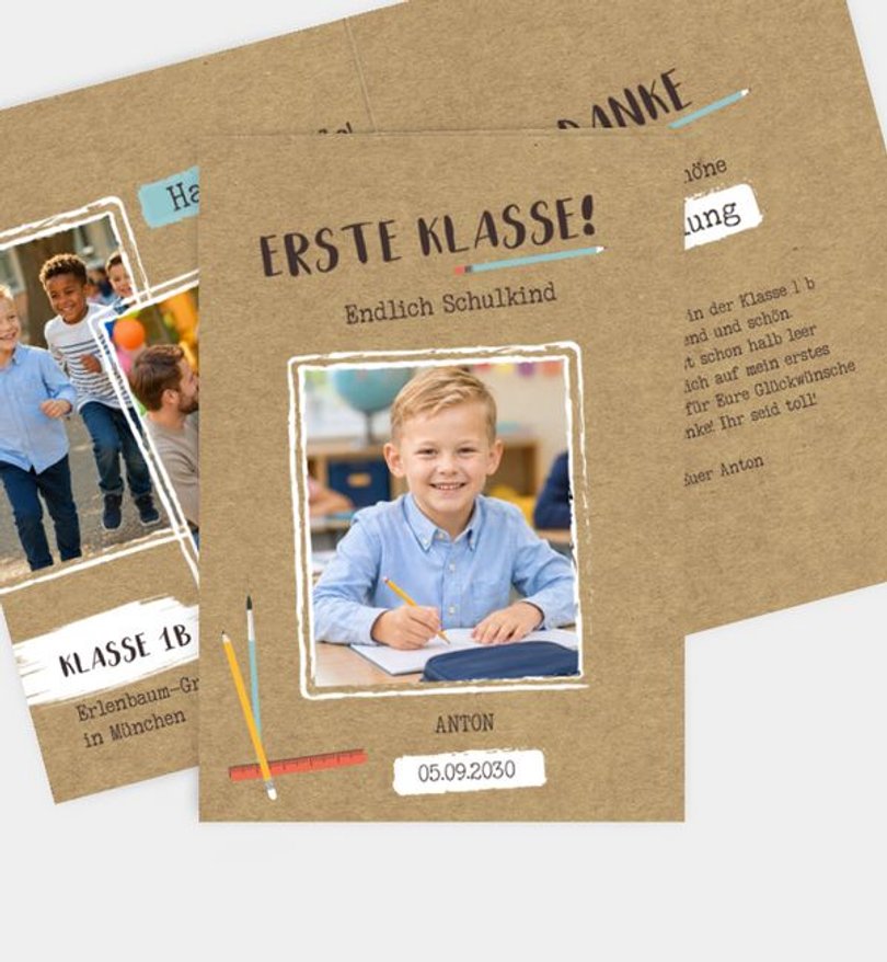Dankeskarte Einschulung Pinboard · UNICEF