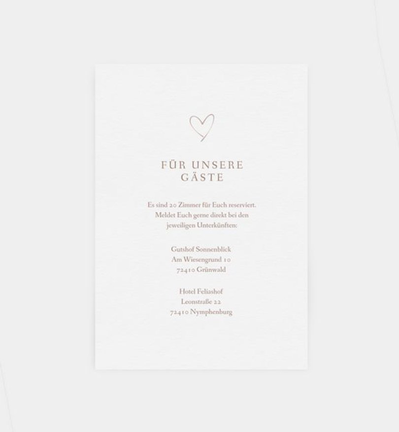 Einlegeblatt bedruckt Hochzeit Our Romance