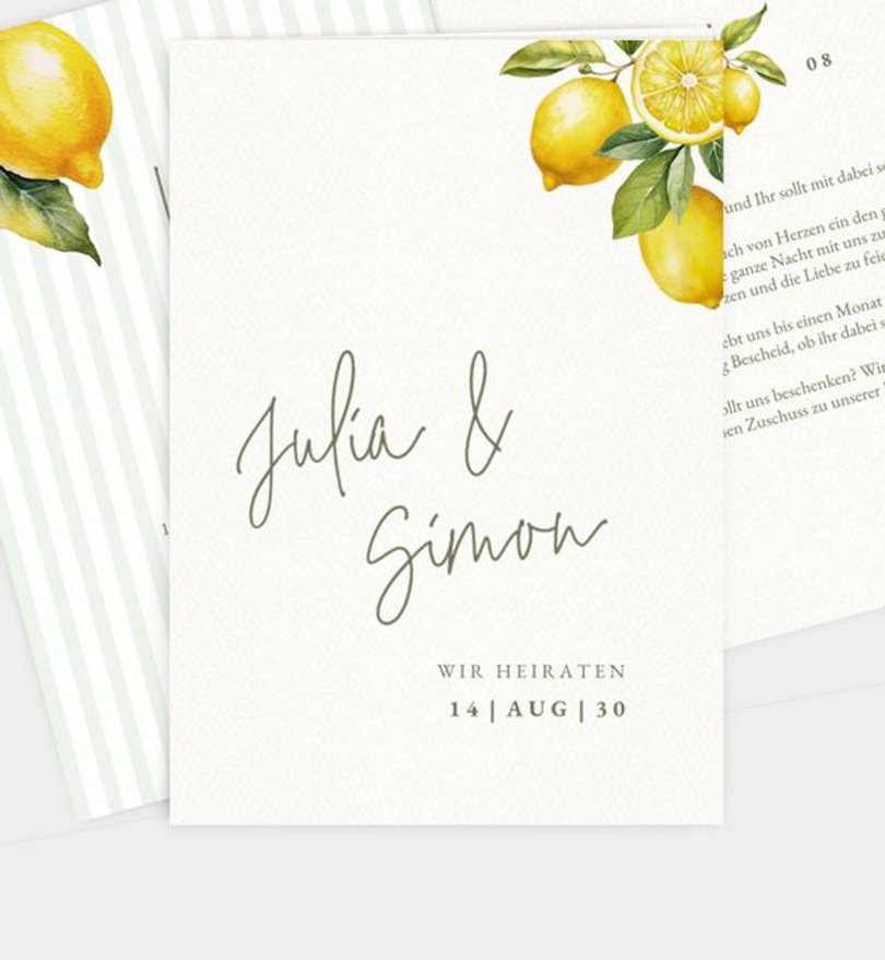 Einladung Standesamt Hochzeit Lemon Summer