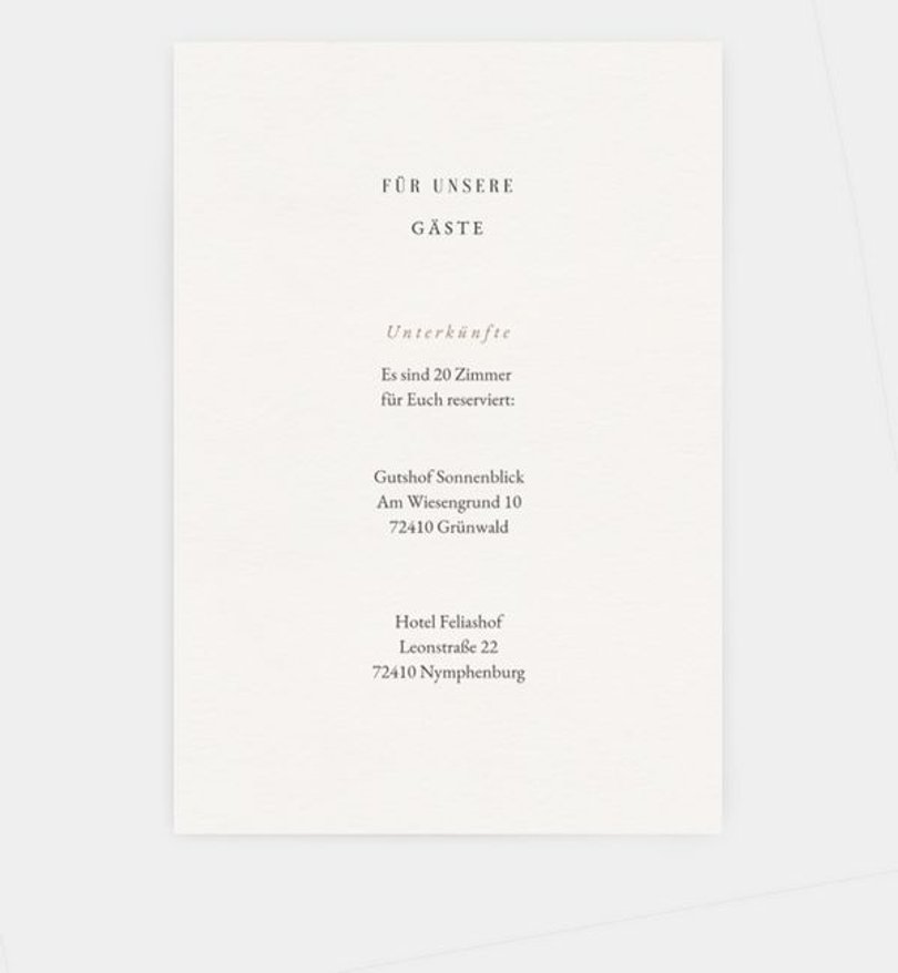 Einlegeblatt bedruckt Hochzeit Easy