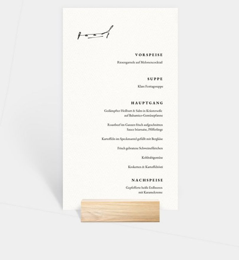 Menükarte Hochzeit Urban Romance