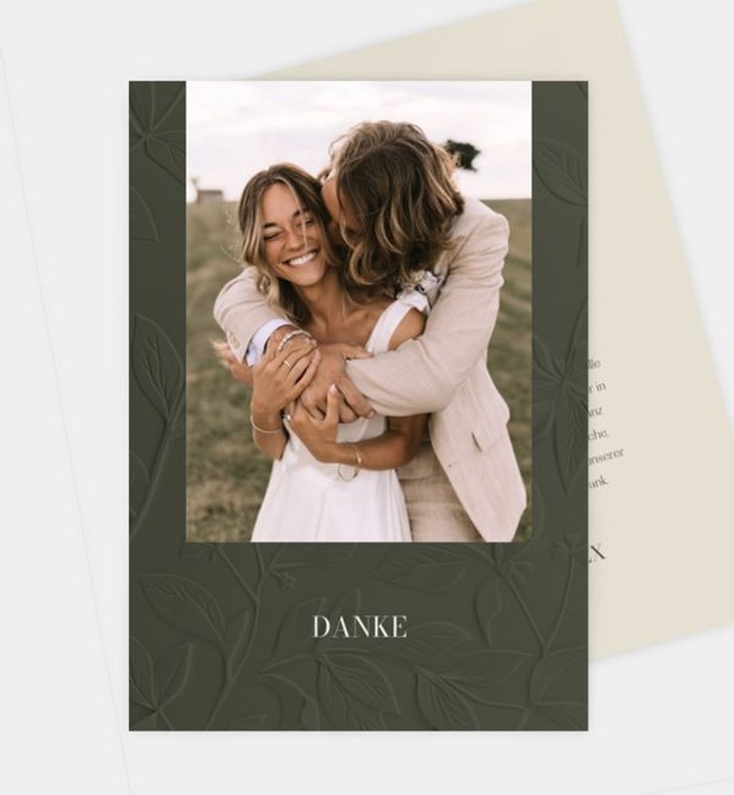 Dankeskarte Hochzeit Botanical Garden · Prägeoptik