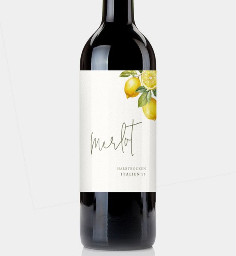 Flaschenetikett Hochzeit Lemon Summer