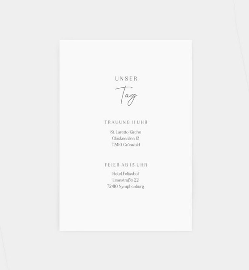 Einlegeblatt bedruckt Hochzeit Urban Classic