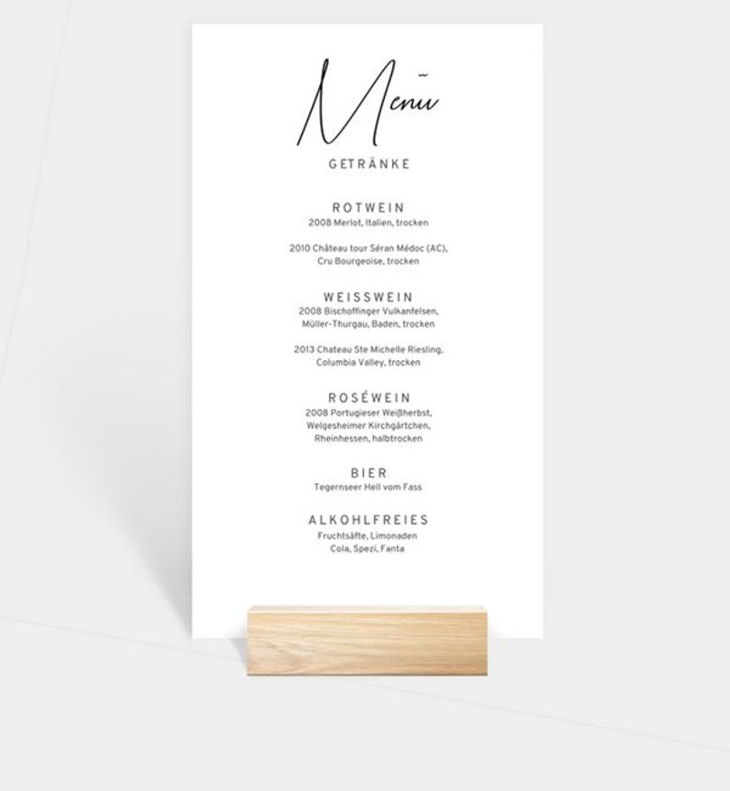 Menükarte Hochzeit Clean Elegance