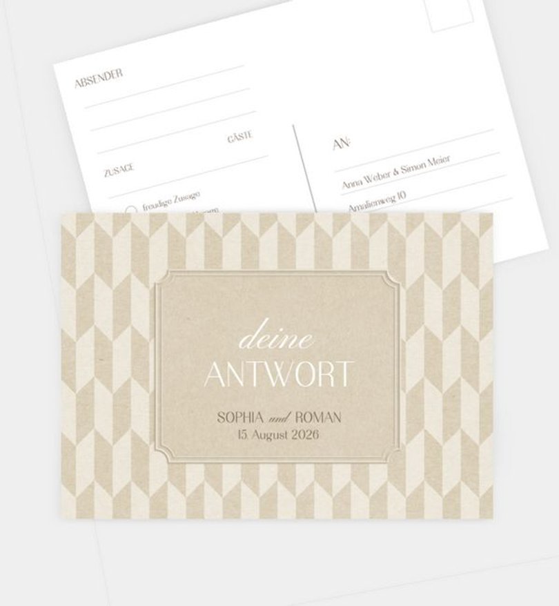 Antwortkarte Hochzeit Monogramm