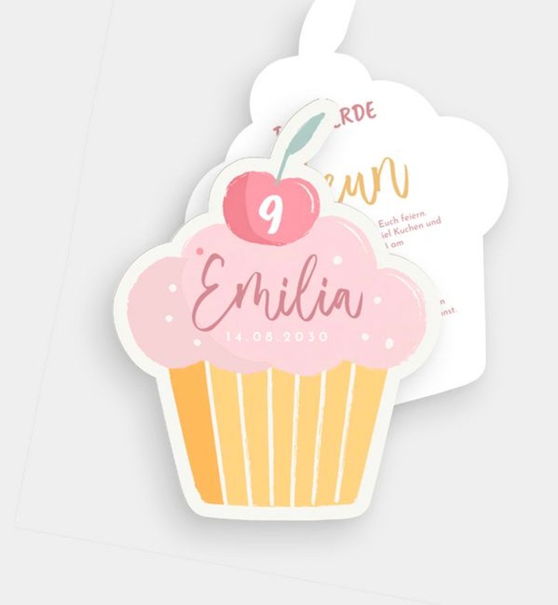 Einladungskarte Kindergeburtstag Cupcake