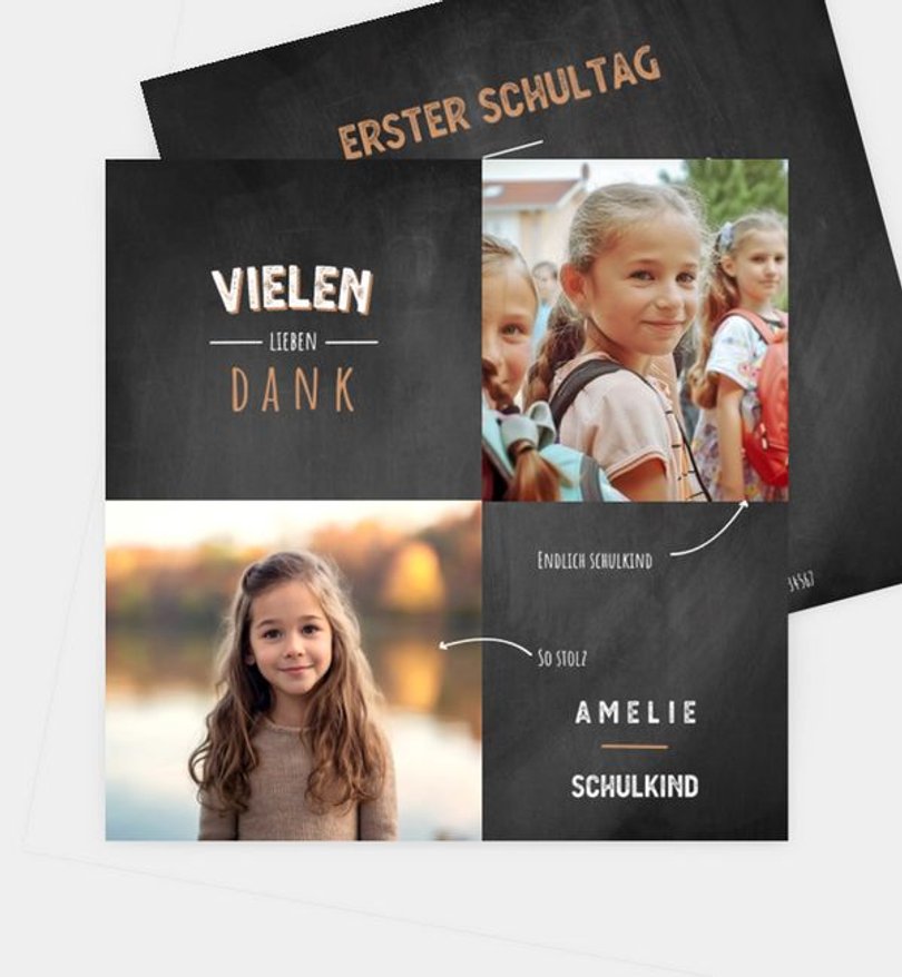 Dankeskarte Einschulung Bildertafel