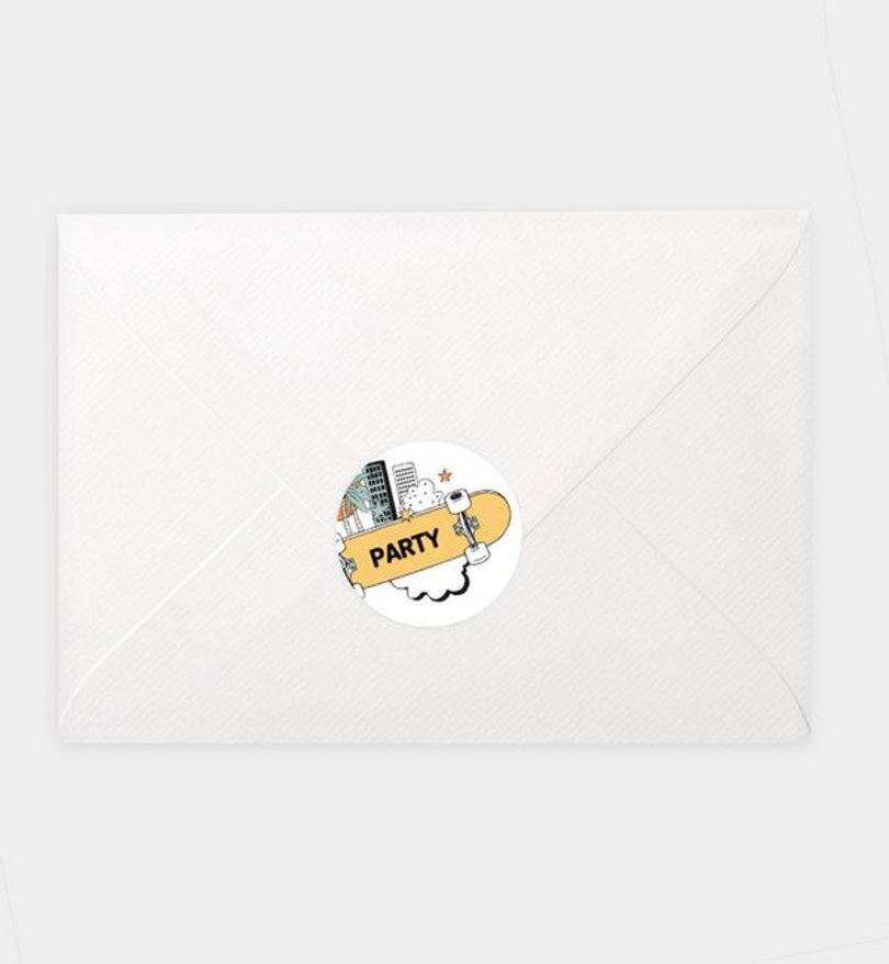 Siegelsticker Kindergeburtstag Skateboard