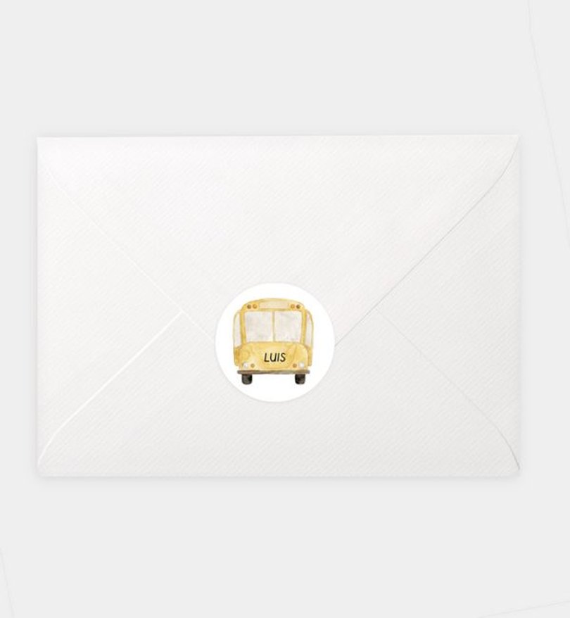 Siegelsticker Einschulung Schulbus