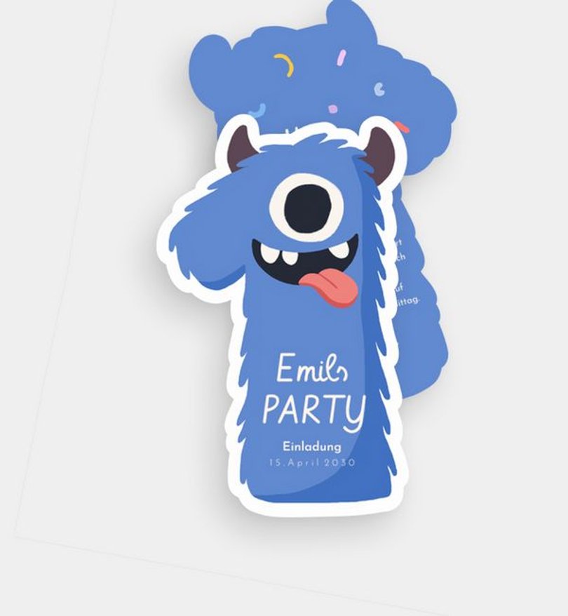 Einladungskarte Kindergeburtstag Monster Number