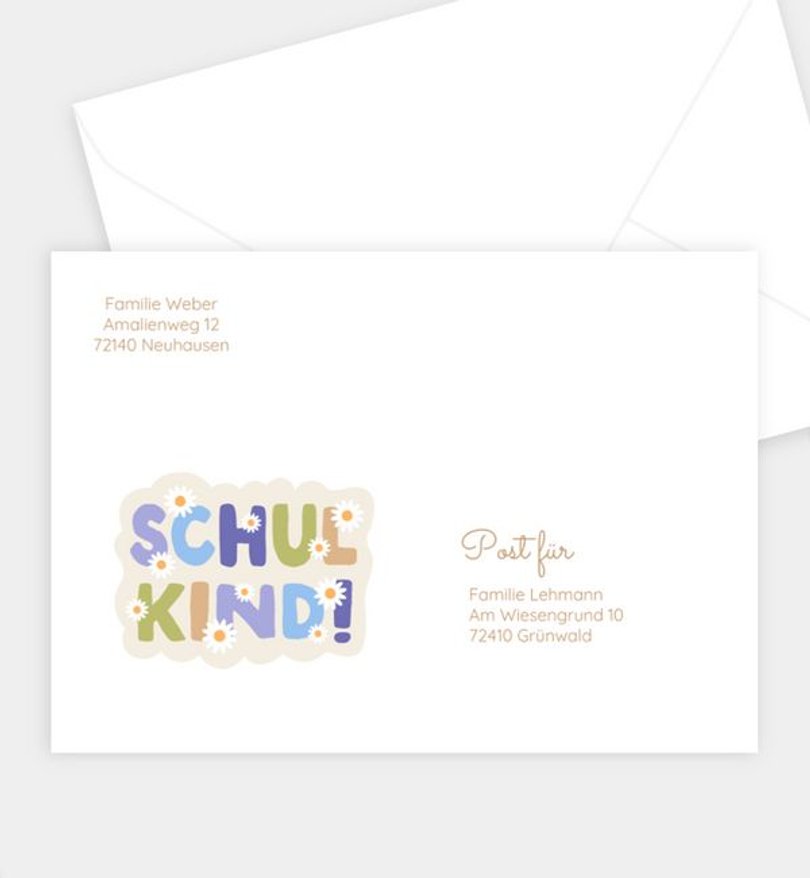 Briefumschlag Einschulung Bunter Start
