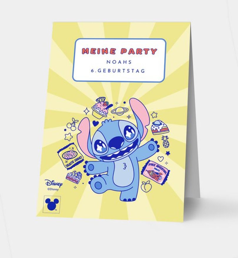 Gruppentischkarte Kindergeburtstag Stitch - Foodie Party