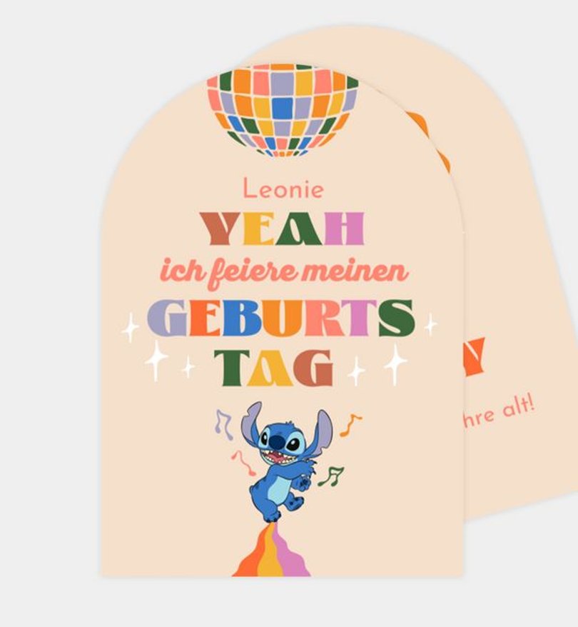 Gruppentischkarte Kindergeburtstag Stitch · Movin' & Groovin'