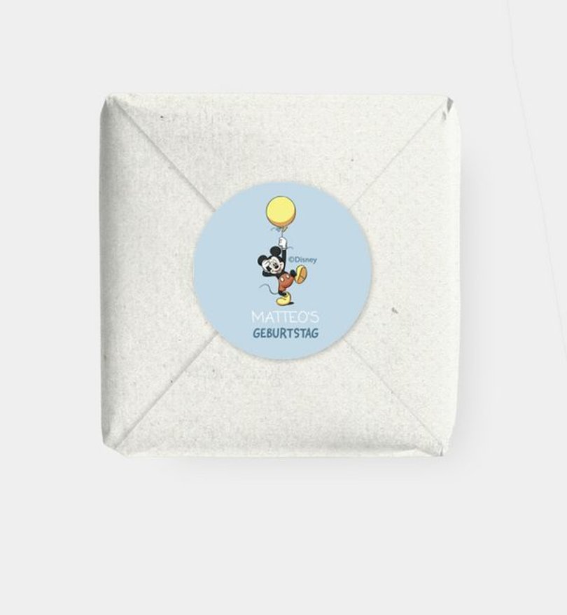 Geschenkaufkleber Kindergeburtstag Micky Maus · Mickeys Dream Flight