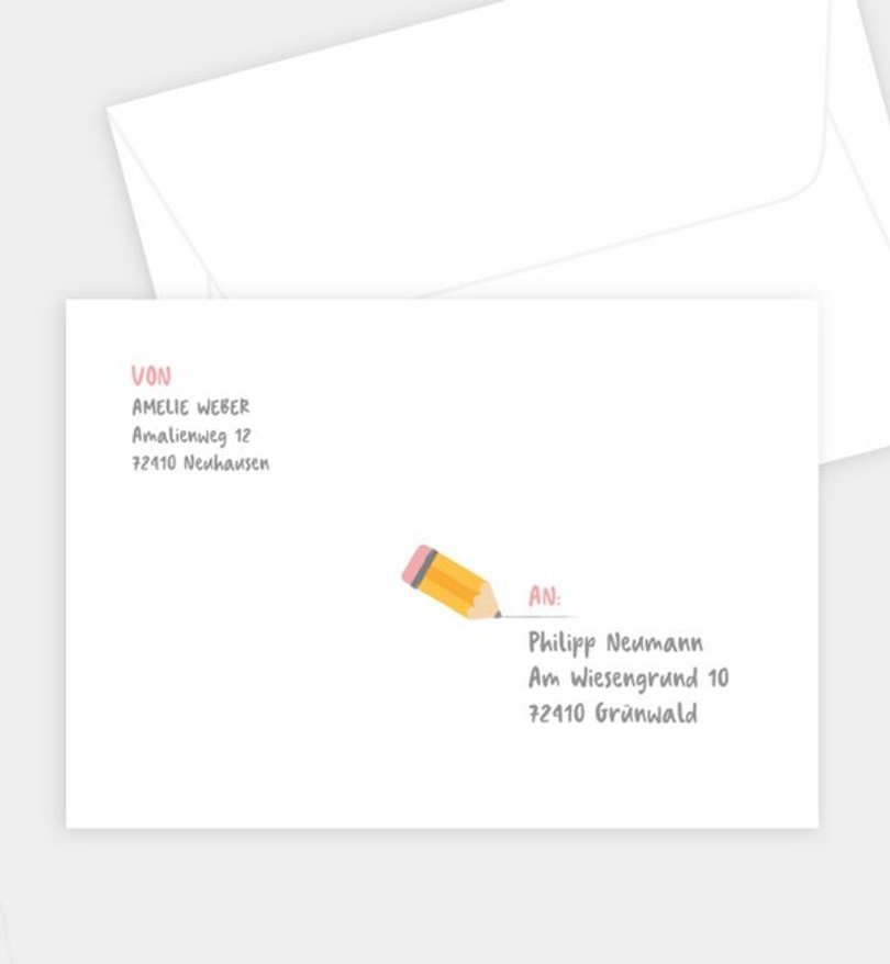 Briefumschlag Einschulung Malstift