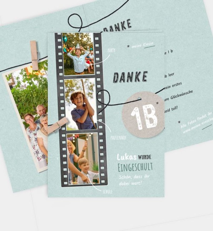 Dankeskarte Einschulung Schulparty