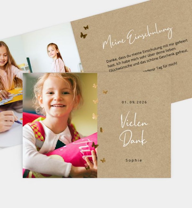 Dankeskarte Einschulung Butterfly