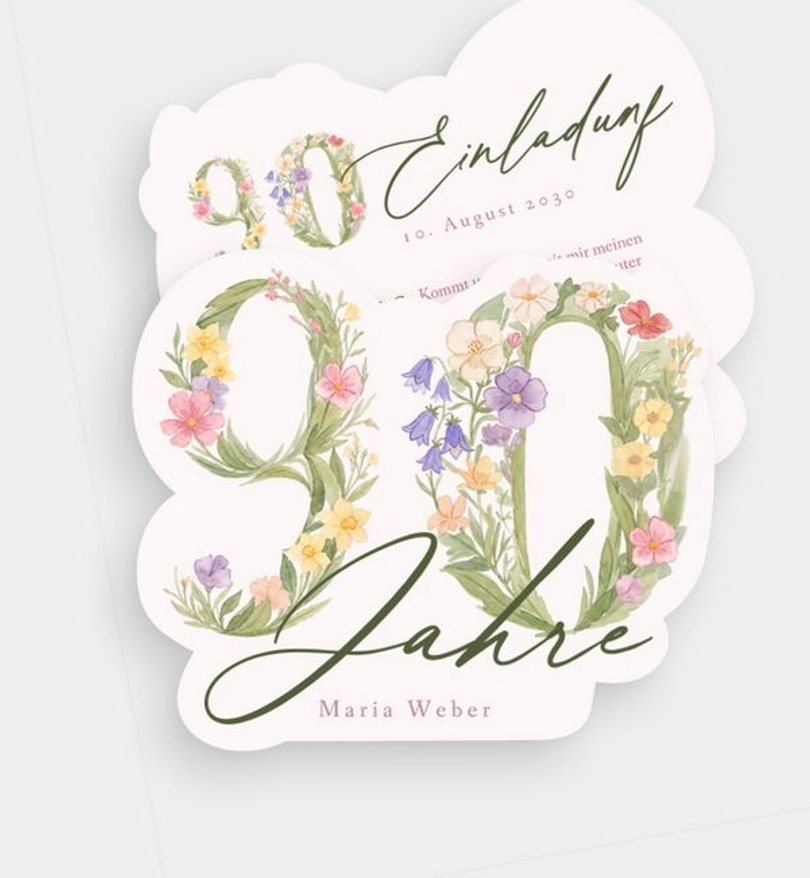 Einladungskarte Geburtstag Floral Number