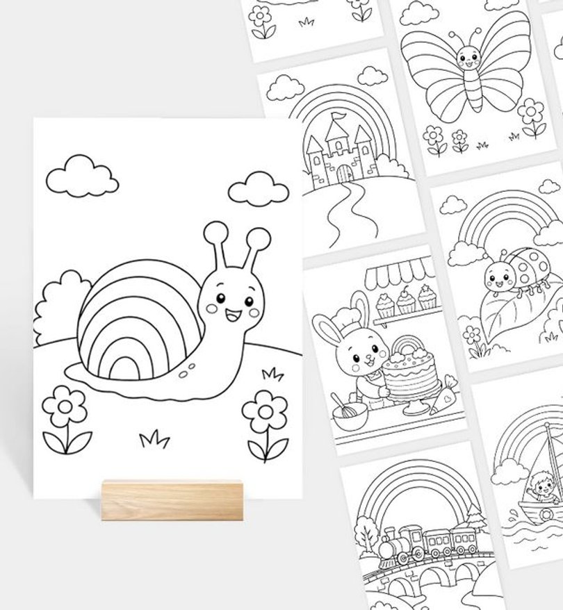 ausmalkartenset geburtstag/kindergeburtstag/ausmalkartenset/occasion Soft Rainbow