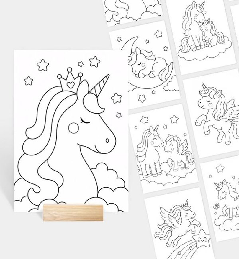 ausmalkartenset geburtstag/kindergeburtstag/ausmalkartenset/occasion Einhorntraum
