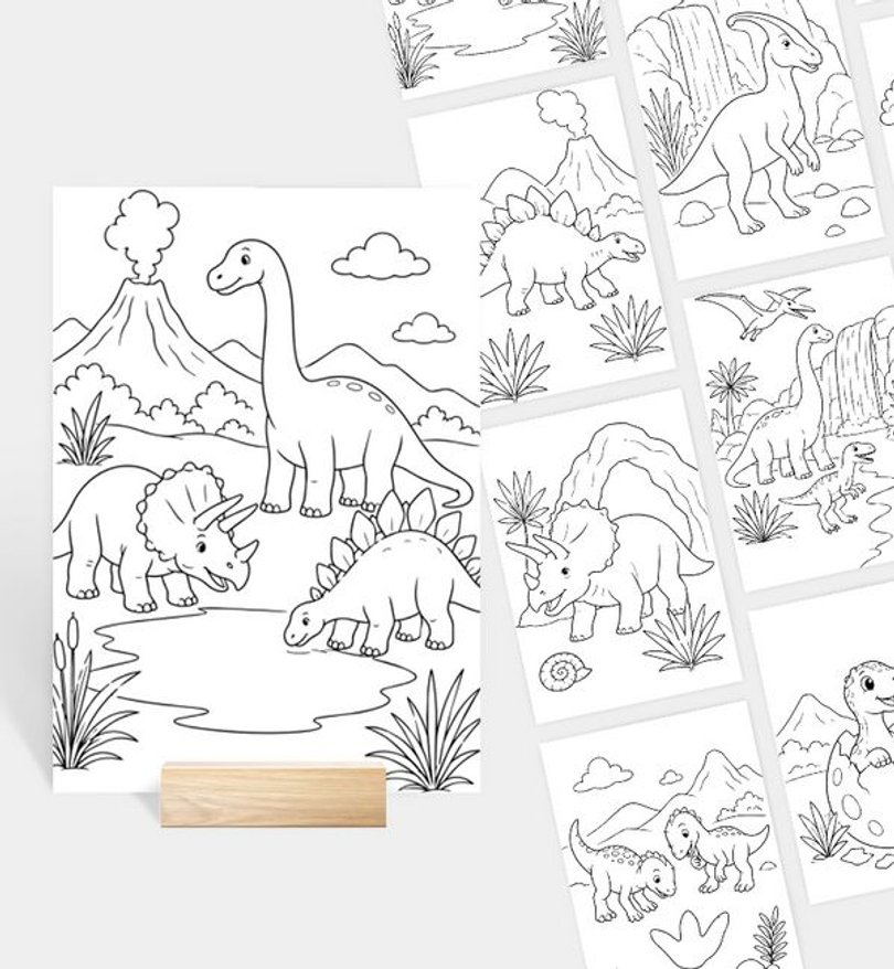 ausmalkartenset geburtstag/kindergeburtstag/ausmalkartenset/occasion Tyrannosaurus