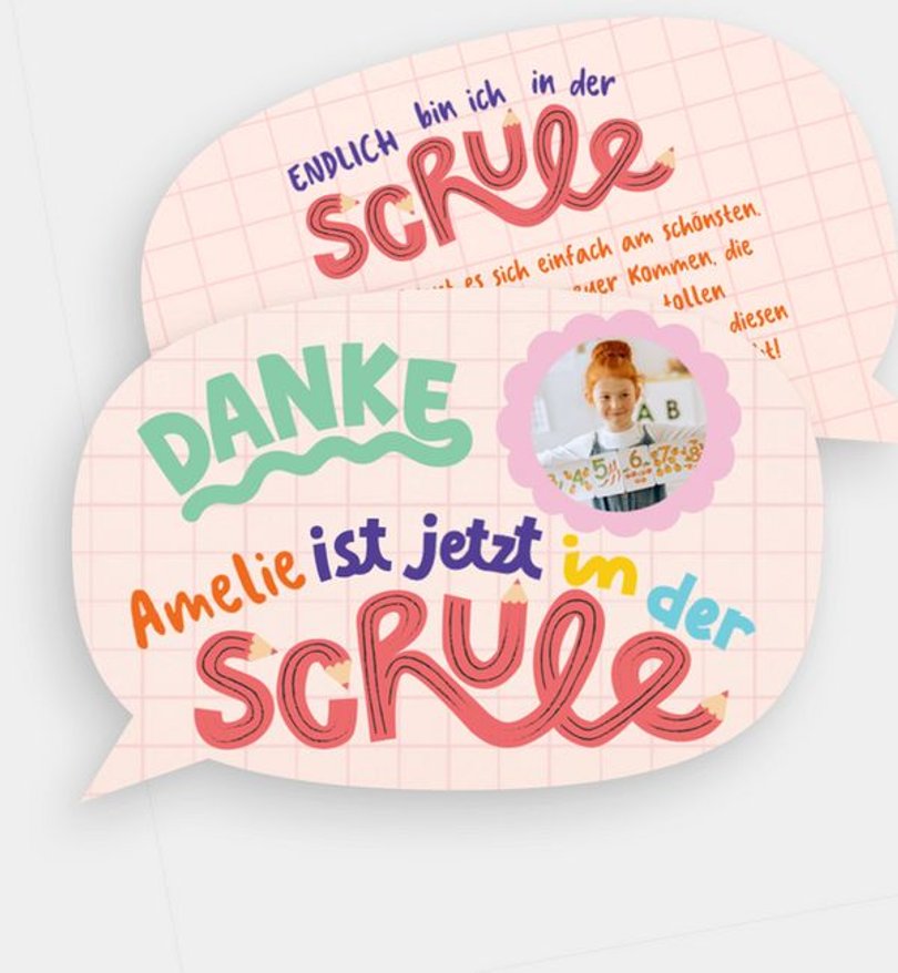 Dankeskarte Einschulung Funky Letters