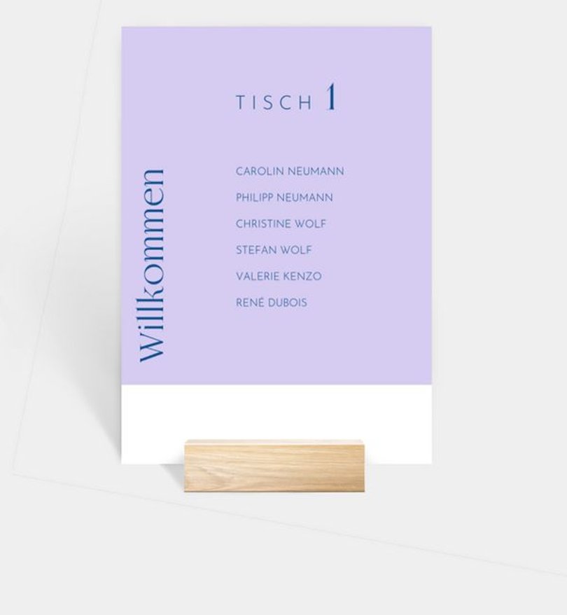 Gruppentischkarte Hochzeit Violet Vibe