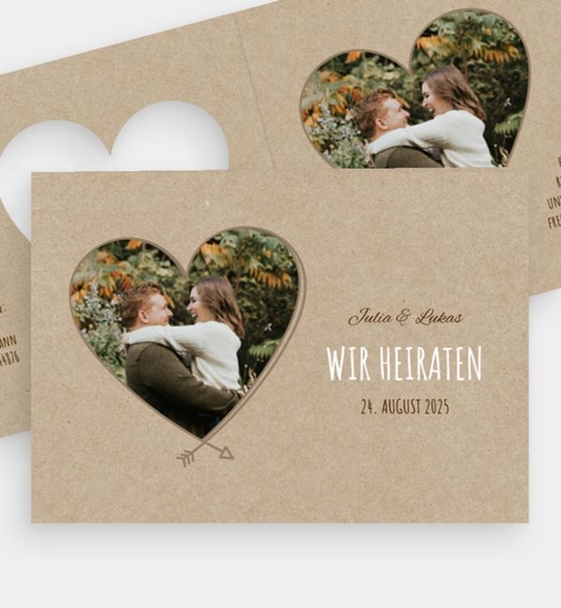 Einladungskarte Hochzeit Herzblatt