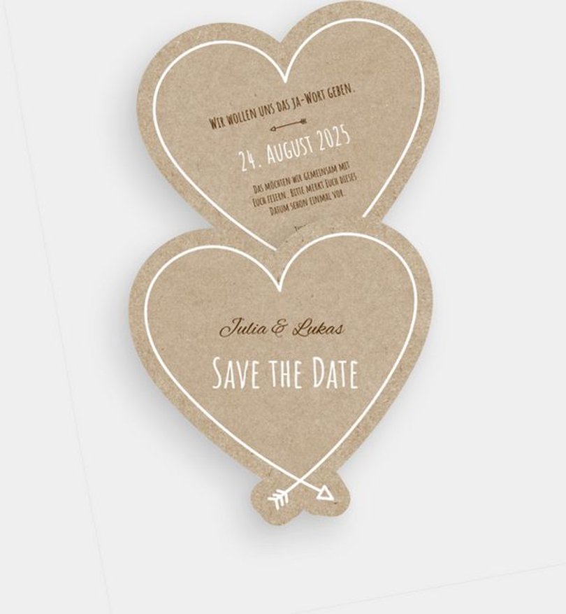 Save-The-Date Karte Hochzeit Herzblatt
