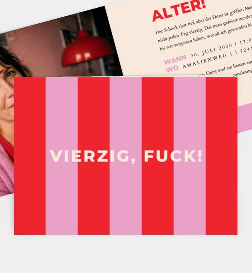 Einladungskarte Geburtstag Bolde Streifen