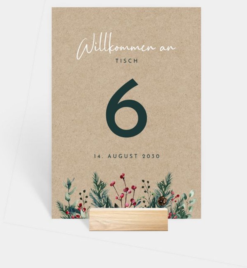 Tischnummer Geschäftlich Crafty Green · Vintage