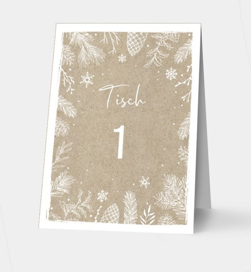 Tischnummer Geschäftlich Winterly Frame · Crafty