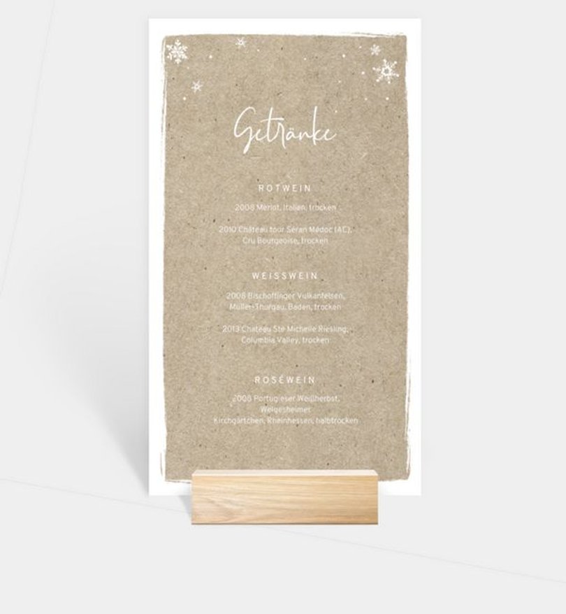 Getränkekarte Geschäftlich Winterly Frame · Crafty